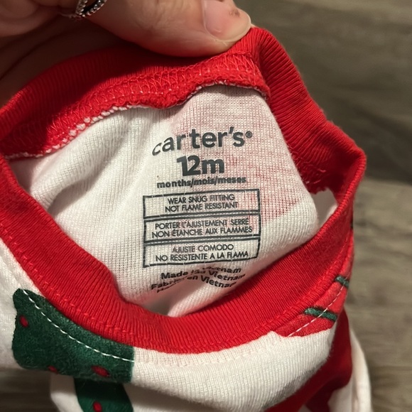 2/20 Carters Christmas Pajamas size 12Months - Picture 3 of 6